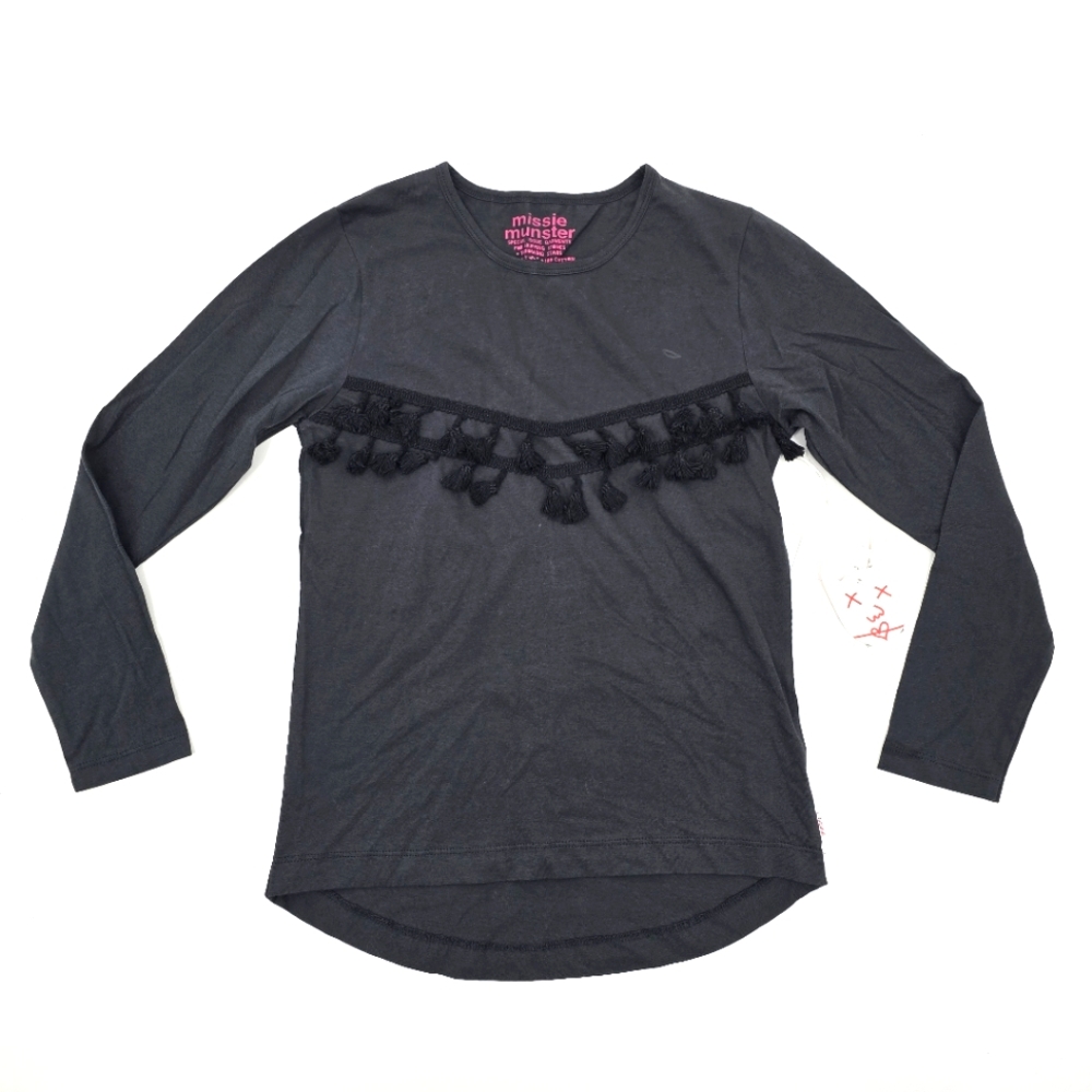 Missie Munster Black Long Sleeve Tassel Front Kids Top  Size 10